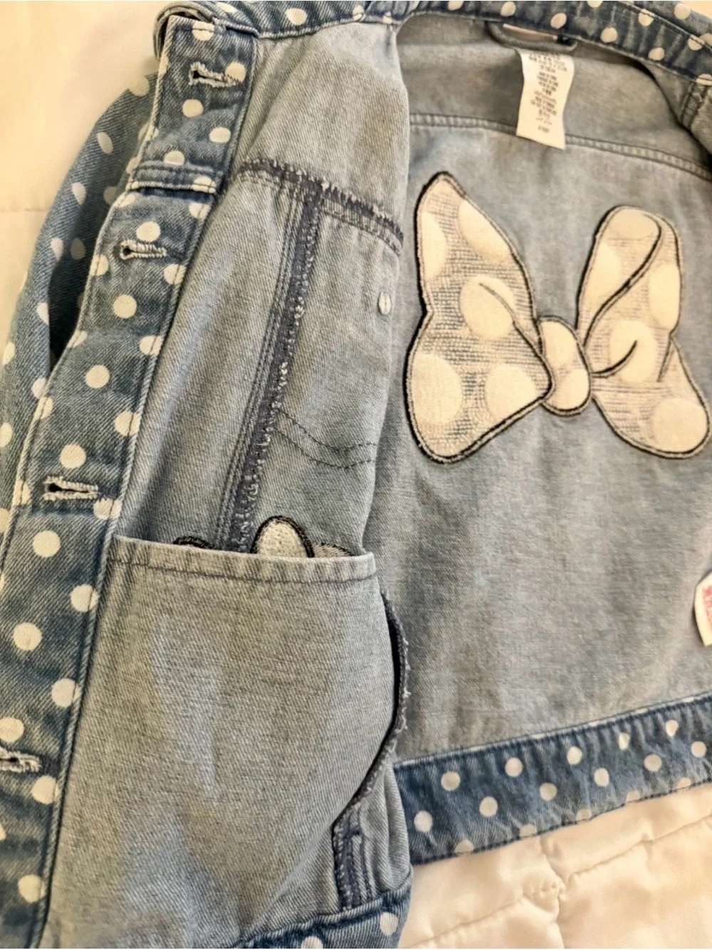 Disney Store Orlando- Minnie Mouse Polka-Dot Denim Jacket Girls Size 7/8